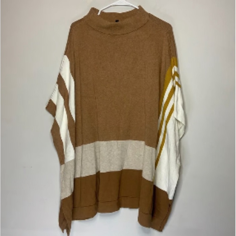 Camel, cream, yellow Talbots poncho sweater